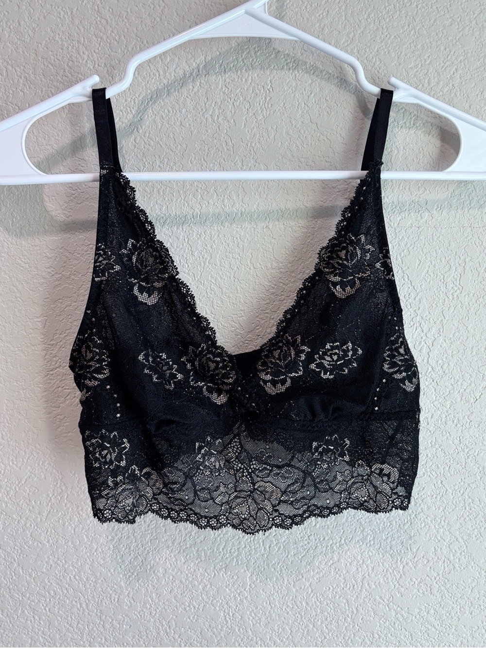 On Gossamer Rose Floral Sheer Longline Mesh Black Bralette Bra Women’s Size Smal